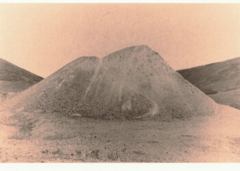 New Glencrieff Mine bing, 2025. Lith print on expired RC VC paper. (8"x10").