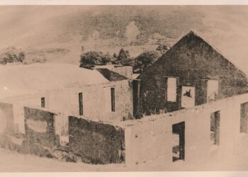 New Glencrieff Mine ruins, 2025. Lith print on expired RC bromide paper. (8"x10").