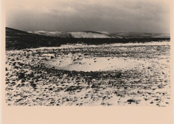 Snow on old lead mine shaft, Belton Grain, 2025. Silver print on expired RC bromide paper. (8"x10").